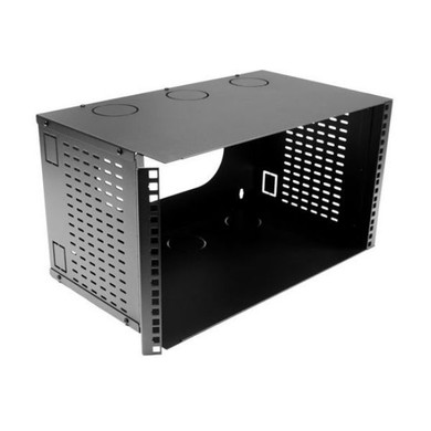 DYNAMIX 6U 300mm Deep 19'' Fully Enclosed Hinged Wall Mount Bracket. Includes Lid & Base Panels. Incorporates Side Venting & Rear Entry Plus Knock Outs on Top - Bottom & Sides. Black Colour