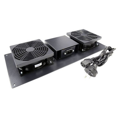 DYNAMIX Replacement Drop in Fan Kit for RSFDSx and RWMx Wall Mount Cabinets. Includes 2x 220V AC Balling Fans with IEC Connectors. Dims - 450x185x40mm
