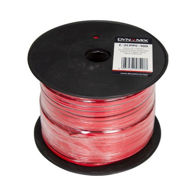DYNAMIX 100m 2x Core 1.13mm Bar Copper - Red/Black Trace Figure 8x Parallel Power Cable - Meter Marked - 16/03 x 2 CORE V-90 50V AC/120V