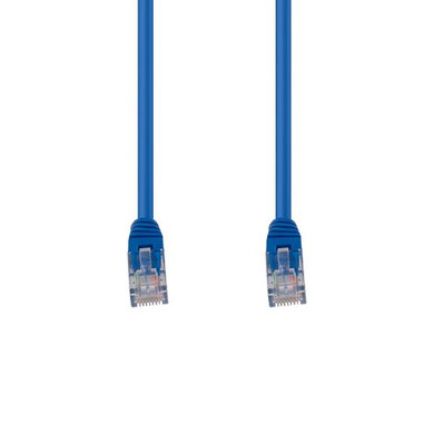 DYNAMIX 15m Cat5e Blue UTP Patch Lead (T568A Specification) 100MHz 24AWG Slimline Moulding & Latch Down Plug with RJ45 Unshielded Gold Plated Connectors.