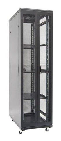 DYNAMIX 45RU Server Cabinet 800mm Deep (600 x 800 x 2210mm). Includes 3x Fixed Shelves - 4x Fans - 25x Cage Nuts - 4x Castors & 4x Level Feet. 800kg static load. Glass front door mesh rear door. 6-Way PDU installed