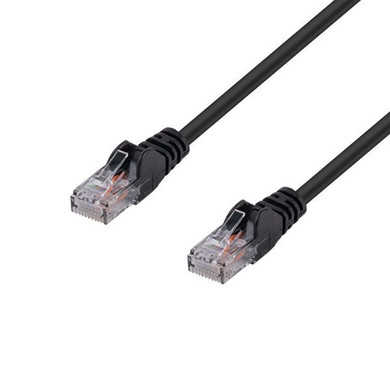 DYNAMIX 1m Cat6 Black UTP Patch Lead (T568A Specification) 250MHz 24AWG Slimline Snagless Moulding with Unshielded Gold Plate Connector.