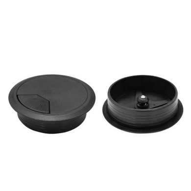DYNAMIX 80mm Round Desk Grommet. Easily & Neatly Store your Power - Communication - Audio - Video - Computer & Data Cables. Perfect for Installation in Desks - Workstations etc. Black Colour.