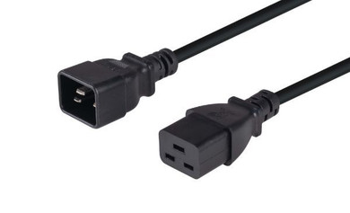 DYNAMIX 4m IEC 16A Power Extension Cord. (C20 Plug to C19 Socket) 1.5mm2. BLACK COLOUR