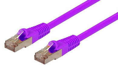 DYNAMIX 15m Cat6A S/FTP Purple Slimline Shielded 10G Patch Lead. 26AWG (Cat6 Augmented) 500MHz with Gold Plate Connectors.