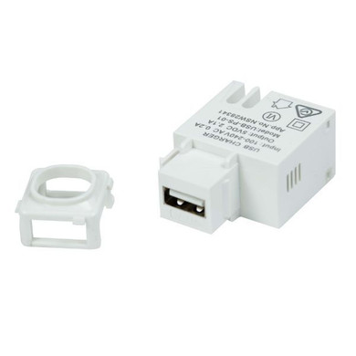 DYNAMIX USB-A 2.1A Keystone Charging Mech. Input: 100-240V 50Hz. Output: 5VDC 2.1A Includes Clipsal Adaptor