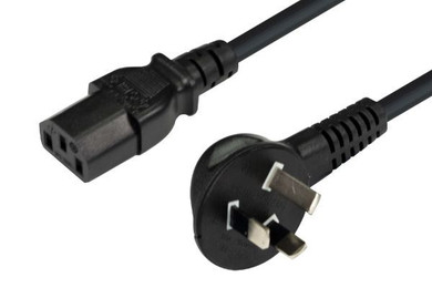 DYNAMIX 2M Flat Head 3-Pin to C13 Female Connector 7.5A SAA Approved Power Cord. 0.75mm copper core. BLACK Colour.