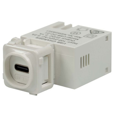 DYNAMIX USB-C 2.1A Keystone Charging Mech. Input: 100-240V 50Hz. Output: 5VDC 2.1A Includes Clipsal Adaptor