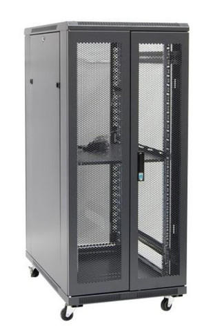 DYNAMIX 27RU Server Cabinet 900mm Deep (600 x 900 x 1410mm) Includes 1x Fixed Shelf, 4x Fans, 25x Cage Nuts, 4x Castors & 4x Level Feet. 800kg static load. Glass front door mesh rear door. 6-Way PDU installed