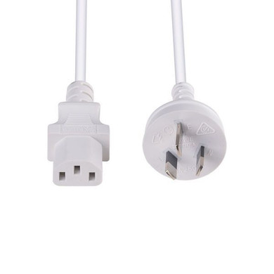 DYNAMIX 1.5M 3-Pin Plug to IEC C13 Female Plug 10A, SAA Approved Power Cord. 1.0mm copper core. WHITE Colour
