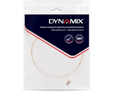 DYNAMIX 2M LC Pigtail OM3 1x Piece White, 900um Multimode Fibre, Tight Buffer LSZH Jacket