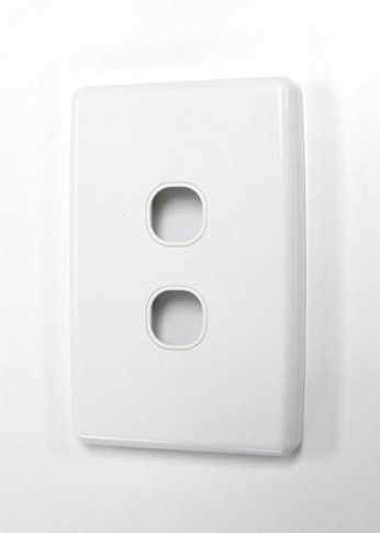 AMDEX Switch Plate ONLY. 2 Gang WPC Series Wall Face Full Cover Plate. (Accepts Clipsal Style Mechs)
