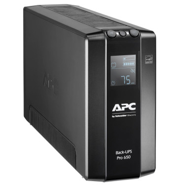 APC Back-UPS PRO Line Interactive 650VA (390W) with AVR - 230V Input/Output. 6x IEC C14 Outlets. With Battery Backup & Surge Protect. LCD Display.