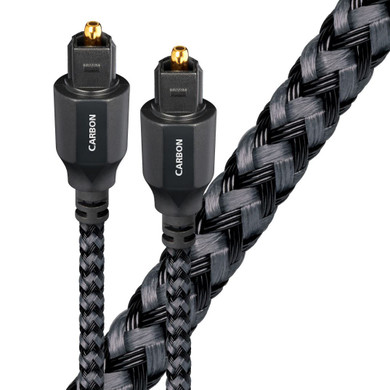 AUDIOQUEST Carbon 1.5M Optical cable. 19 narrow-apeture synthetic fibers. Jacket - grey-black braid.