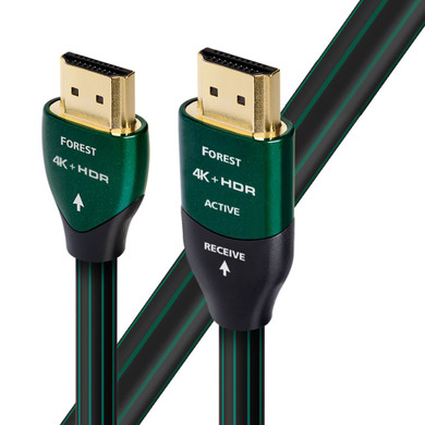AUDIOQUEST Forest 10M active HDMI cable.0.5% silver. Solid conductors Resolution - 18Gbps - up to 8K-30 Jacket - black PVC with green stripes.