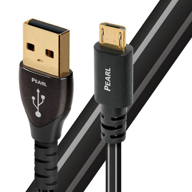 AUDIOQUEST Pearl 1.5M USB2A-MICRO B Solid long-grain copper. Hard cell foam dielectric. Jacket - black PVC with white stripes.