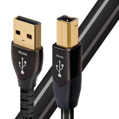 AUDIOQUEST Pearl .75M USB2A-B Solid long-grain copper. Hard cell foam dielectric. Jacket - black PVC with white stripes.