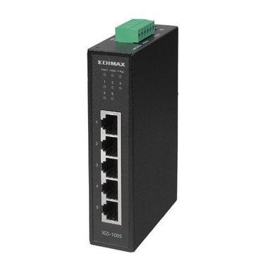 EDIMAX Industrial 5-Port Gigabit DIN Rail Switch.Data Delivery up to 200m @10Mbps Full-Duplex. Supports QoS 802.1p for Video & Voice Traffic Priority. Dual Power Inputs, Surge Protectiion. IP30. IGS-1005