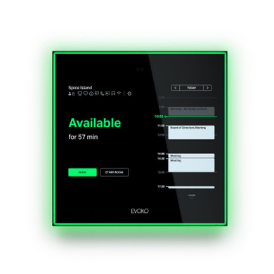 EVOKO NASO Cloud Based Room Manager with 8" Multi-Touch LCD Screen. 802.11b/g/n/ac 2.4ghz - 10/100Mbps - Bluetooth 4.2 (BLE) - Calendar Calendar Services Support for MS Office 365 - PoE RJ45 802.3at.