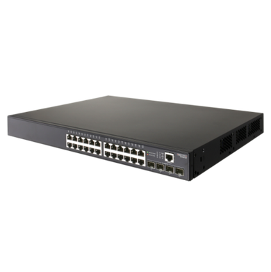 EDGECORE 24 Port Gigabit PoE+ Managed L2+/L3 Lite Switch. 4x GE SFP Ports. 1x RJ45 Console port. Power Budget: 190W. Comprehensive Security - Advanced QoS - IPv6 Support - VPN - & VLAN.