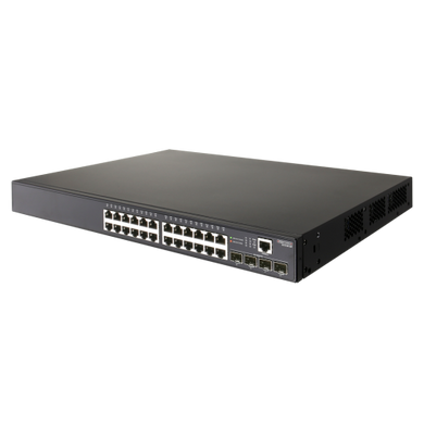 EDGECORE 24 Port Gigabit PoE+ Managed L2+/L3 Lite Switch. 4x GE SFP Ports. 1x RJ45 Console port. Power Budget: 190W. Comprehensive Security - Advanced QoS - IPv6 Support - VPN - & VLAN.