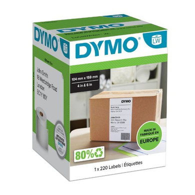 DYMO Genuine LabelWriter High Capacity Shipping Labels. 104mm x 159mm. Designed specifically for the LabelWriter 4XL. The ideal solution for high volume - high impact labeling.