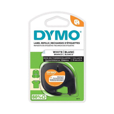 DYMO Genuine LetraTag Iron-On Labeller Tape. 19mm Black on Yellow. Solution for clothing and fabric identification. labels adhere to a variety of fabrics and textures.
