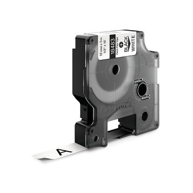 DYMO Genuine Rhino Industrial Labels-Permanent Polyester 12mm - Black on White.For labeling panels - blocks - faceplates - shelves - bins - beams &more. RoHS compliant. Temperature Rating -40C to +150C.