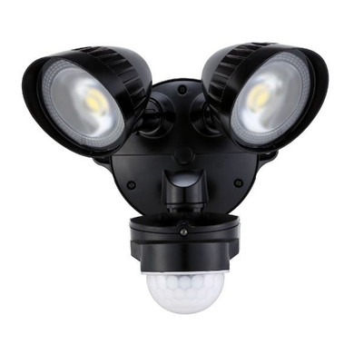 HOUSEWATCH 20W Twin LED 2x Spotlights with Motion Sensor. IP54. Passive IR. 22m Detection Range. Detection Angle 240 Degree. 4000 Lumens. Timing & Lux Adjustments. Black Colour.