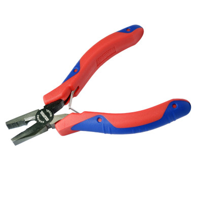 GOLDTOOL 130mm Combination Polished CRV Precision Plier. Double Leaf Springs. Rubber Easy Grip Handles for Greater Comfort. Red/Blue Colour Handles.