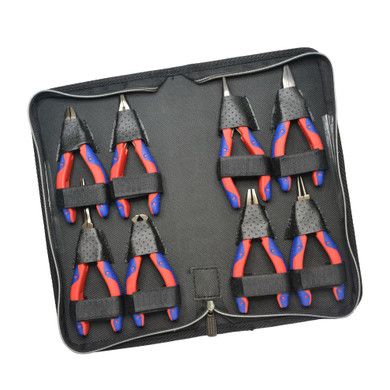 GOLDTOOL 8-Piece Mirror Polished CRV Precision Plier Set. Includes Diagonal Cutter - Bent Nose - Long Needle - Combination - Long Nose - Flat Nose - End Nipper - & Round Jaw