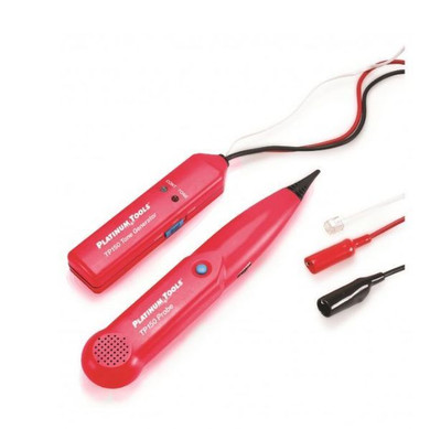 PLATINUM TOOLS Tone & Probe Set. Push button tone activation. Tapered tip. Thumb wheel volume adjust. Probe Sensitivity: 100~ 300KHz. Tone generation output: 1.5KHz square waveform.