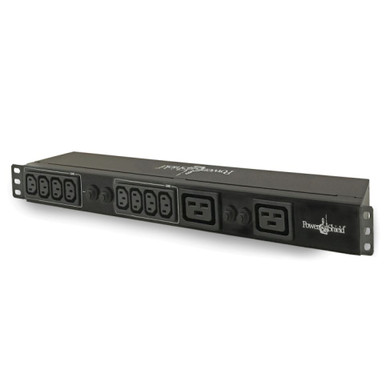 POWERSHIELD 10-Port 1RU Horizontal Power Rail with Hardwired Input 8x 10A IEC 320 C13 Output Sockets & 2x 16A IEC 320 C19 Output Sockets. Rackmount Ears. Safety Microswitch with Static Bypass.