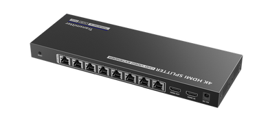 LENKENG 1-In-8-Out 4K@30Hz HDMI Extender. 1x HDMI in & 8x RJ45 out. Compatible with CAT6/6a/7 Cables - Transmit up to 70m - Plug & Play - Wall-mountable - Supports EDID - Includes 1x Transmitter & 8x Rx.