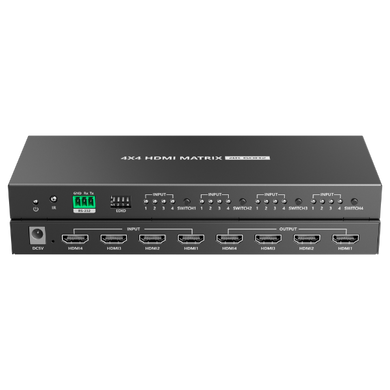 LENKENG 4K 4x4 Matrix Switch. 4x HDMI 2.0 inputs and outputs. to 18Gbps. IR remote control. 3 Pin RS232 control. Plug & Play Max Res: 4K@60Hz (4096x2160) Includes Remote Control.
