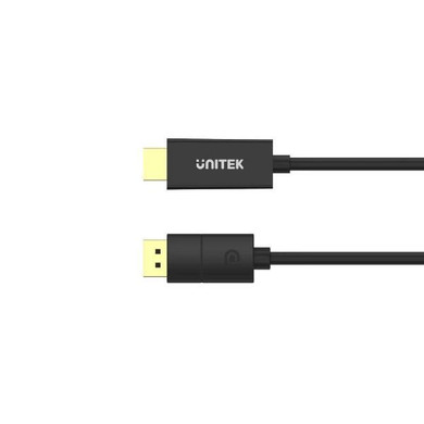 UNITEK 1.8m DisplayPort to HDMI Cable. Supports Max Res up to 4K@60Hz. Unidirectional Cable. Supports Transfer Rate up to 18Gbps Stream with HDCP2.2. Gold Plated Connectors. Black Colour.