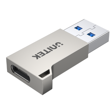 UNITEK USB-A Male to USB-C Female Ultra-Tiny Adaptor with Easy Grip Design. Supports Superspeed 5Gbps. Built Tough with Zinc-Alloy Housing & Keychain Eye. Supports QC3.0 & up to 9V/2A Charging. A1034NI