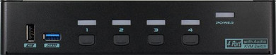 REXTRON 4 Port USB-A KVM Switch with Audio & Hotkey Control. 4 Computers Share Up to 4x USB HID Peripherals. Supports VGA - DVI - HDMI - DP. Supports 4K@60Hz
