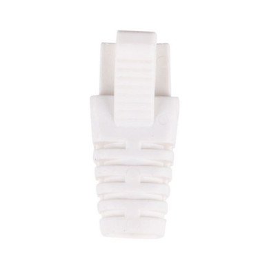DYNAMIX WHITE RJ45 Strain Relief Boot - Slimline with Clip Protector (6.0 mm Outside Diameter) 20pk Bag