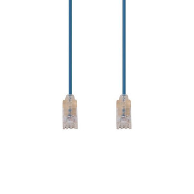 DYNAMIX 2m Cat6A 10G Blue Ultra-Slim Component Level UTP Patch Lead (30AWG) with RJ45 Unshielded Gold Plated Connectors. Supports PoE IEEE 802.3af (15.4W).