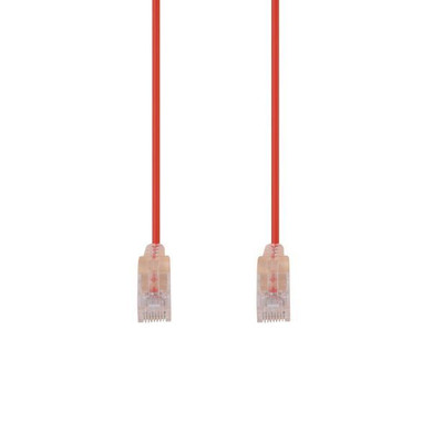 DYNAMIX 1m Cat6A 10G Red Ultra-Slim Component Level UTP Patch Lead (30AWG) with RJ45 Unshielded Gold Plated Connectors. Supports PoE IEEE 802.3af (15.4W).