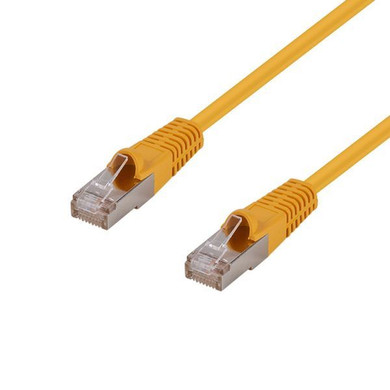 DYNAMIX 0.5m Cat6A S/FTP Yellow Slimline Shielded 10G Patch Lead. 26AWG (Cat6 Augmented) 500MHz with Gold Plate Connectors.