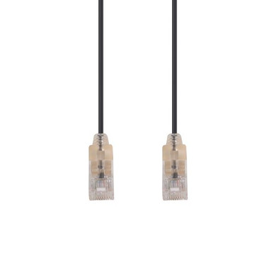 DYNAMIX 2.5m Cat6A 10G Black Ultra-Slim Component Level UTP Patch Lead (30AWG) with RJ45 Unshielded Gold Plated Connectors. Supports PoE IEEE
