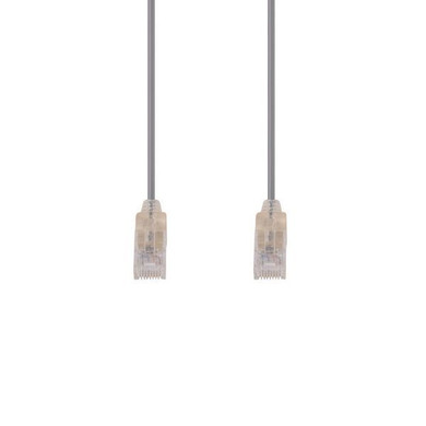 DYNAMIX 1m Cat6A 10G Grey Ultra-Slim Component Level UTP Patch Lead (30AWG) with RJ45 Unshielded Gold Plated Connectors. Supports PoE IEEE 802.3af (15.4W).