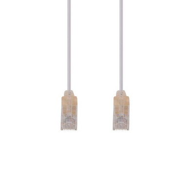 DYNAMIX 1m Cat6A 10G White Ultra-Slim Component Level UTP Patch Lead (30AWG) with RJ45 Unshielded Gold Plated Connectors. Supports PoE IEEE 802.3af (15.4W).