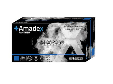 Nitrile Disposable Gloves Black Size Medium 100Pcs Powder Free Amadex Panther 100 Pack