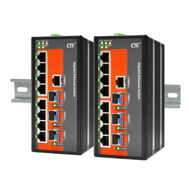 CTC UNION 16 Port Gigabit Managed Switch. -40C~+75C. 16x 10/100/1000Base-T(X) - plus 4x 100/1000Base-X SFP (Total 20x ports ).Power consumption V DC/W:12/14.5 - 24/14.4&48/16.3. Dinmount kit incl.