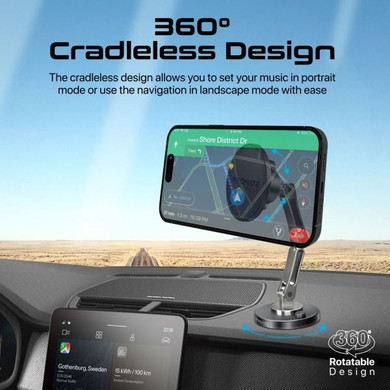 PROMATE SecureGrip 360 Cradleless Magnetic Smartphone Holder. Designed for Dashboard & Windshield. Height Adjustable. Metal Ring Included. 
