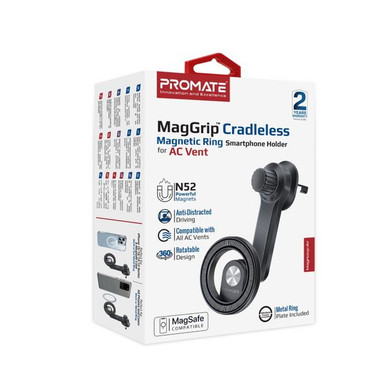 PROMATE MagGrip 360 Cradleless AC Vent Magnetic Ring Smartphone Holder. Designed for AC Vent with Secure Grip. Metal Ring Included. Perfect for All Phones & Cases. 