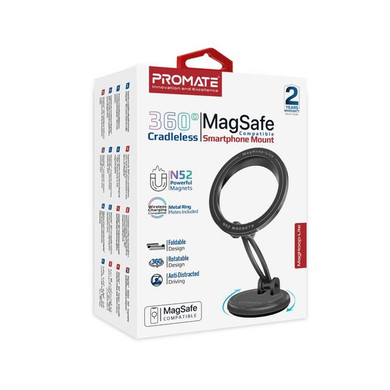 PROMATE 360 Cradeless MagSafe Height Adjustable Magnetic Smartphone Mount. Includes Metal Ring. 360 Rotation. Seure Mounting. Perfect for All Phones & Cases. 